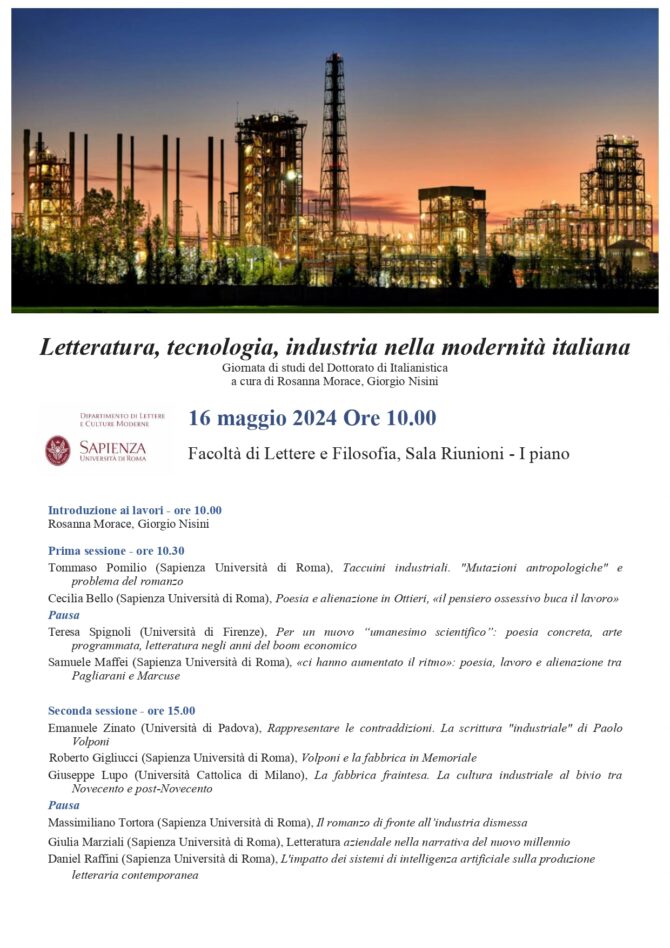 Letteratura, tecnologia, industria nella modernità italiana